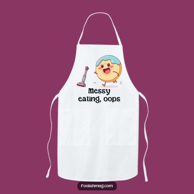 Funny Donut Vacuum Chase Apron: Kitchen Cartoon Character Whimsy & Humorous Gift!