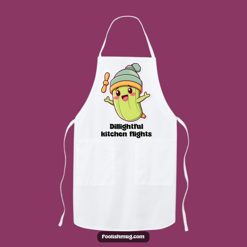 Funny Pickle Flying Crookedly Apron: Cook with Comedic Flair