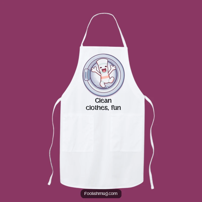 Funny Sock Escape Apron: Kitchen Cartoon Character Whimsy & Humorous Laundry Gift!