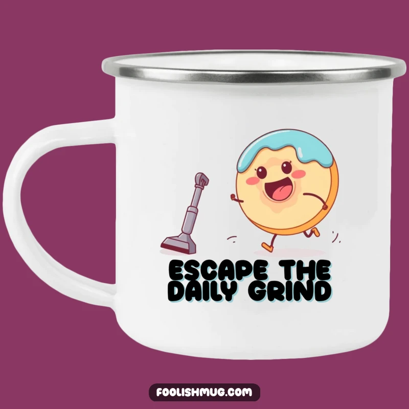 Funny Donut Vacuum Chase Camping Mug: Durable Cartoon Character Outdoor Gift!