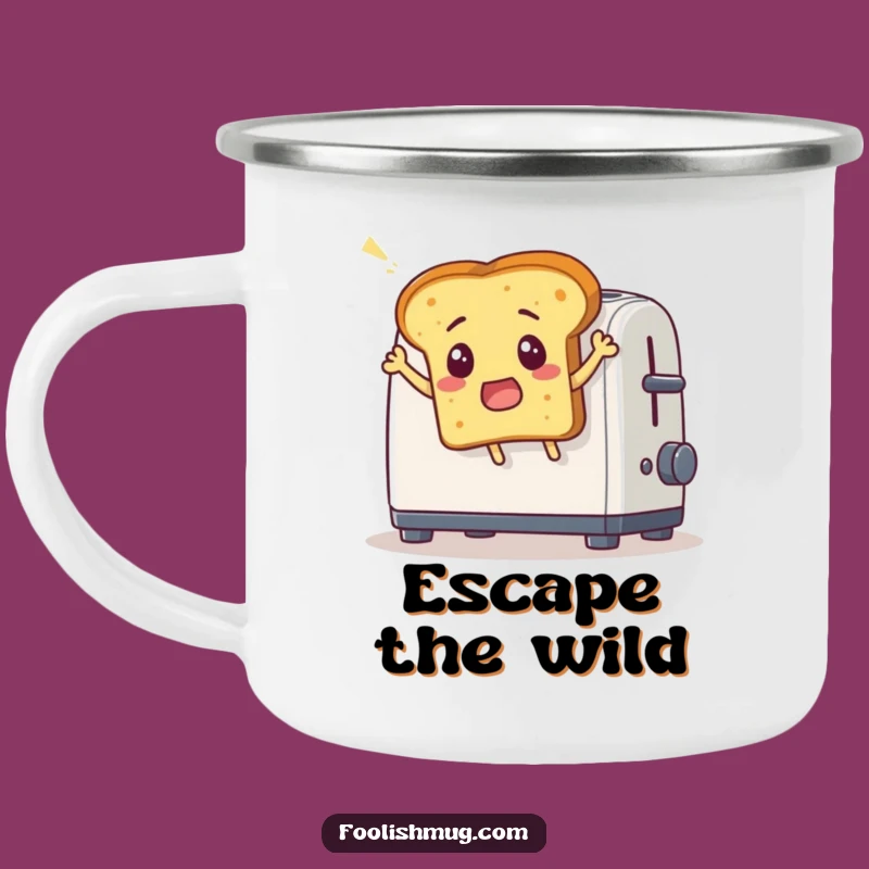 Funny Toast Leap Camping Mug: Comical Bread Escape for Outdoors & Funny Gifts!