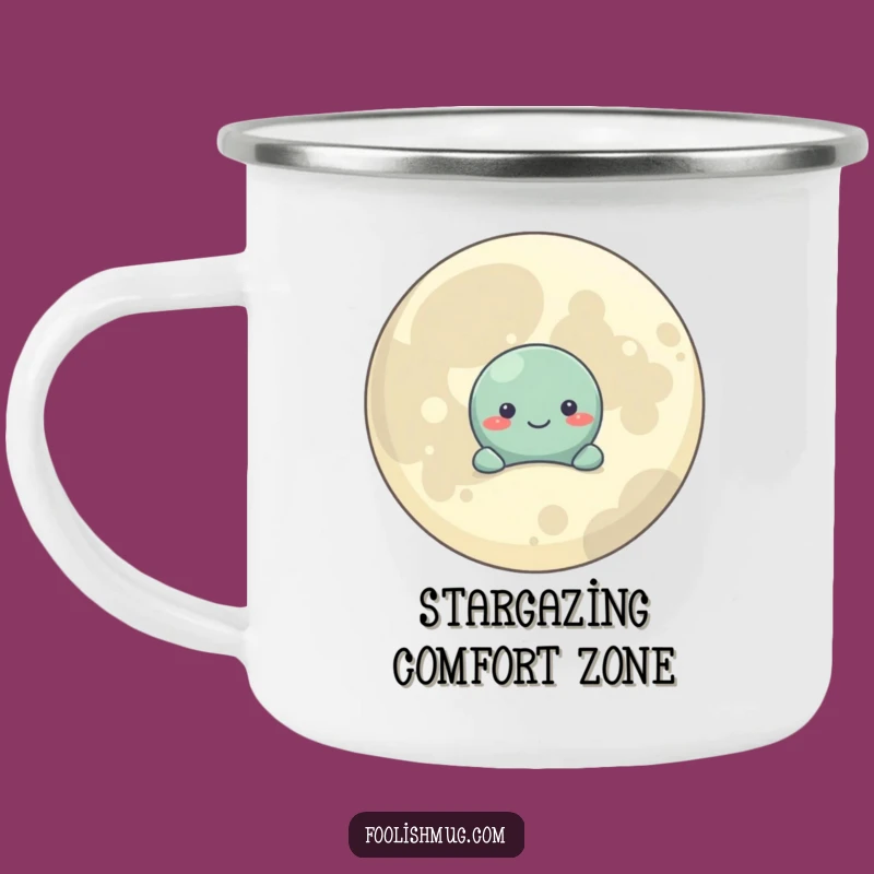 Funny Shy Planet Camping Mug: Cosmic Campfire Companion, Durable Charm, Perfect Outdoor Gift