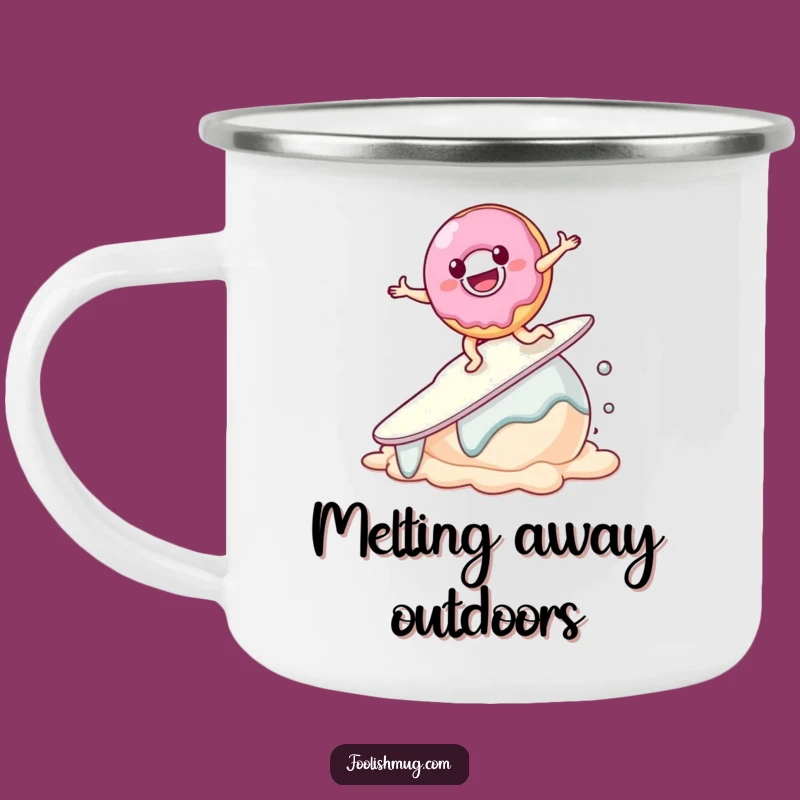 Retro Donut Surf Camping Mug: Adventure Ready, Fun Foodie Gift