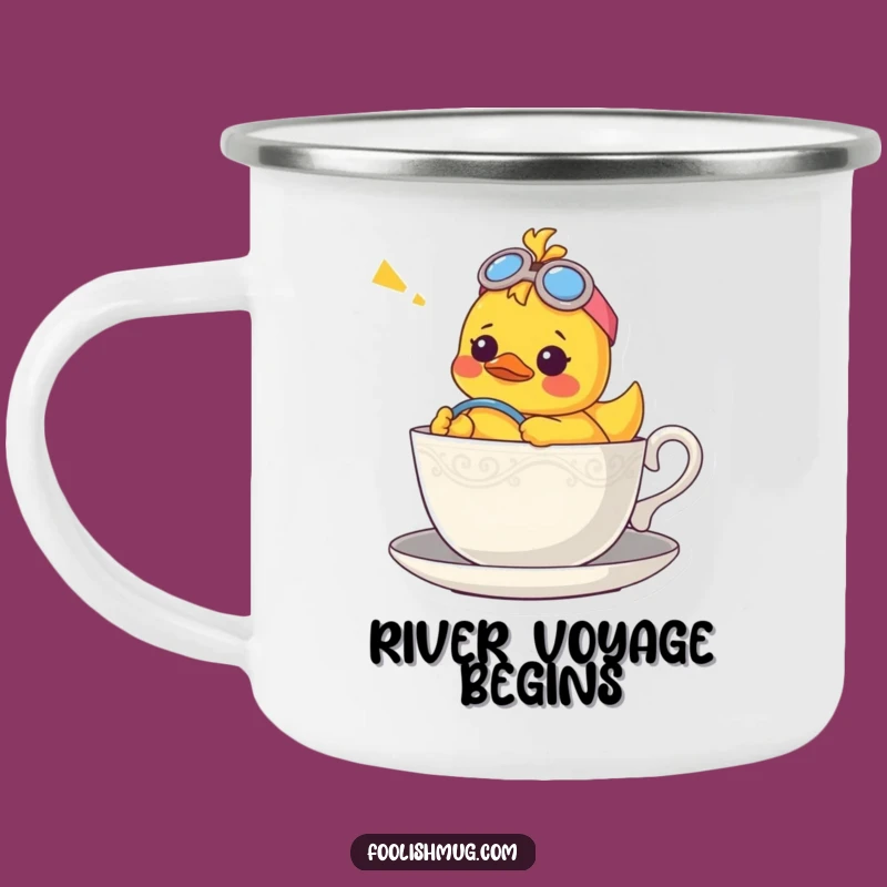Funny Duck Teacup Camping Mug: Confused Character for Outdoor Whimsy!
