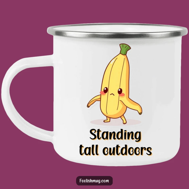 Funny Determined Banana Camping Mug: Stay Upright on Adventures!
