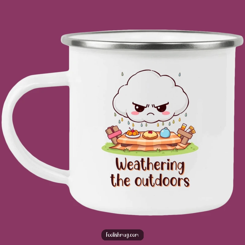 Funny Grumpy Cloud Picnic Camping Mug - Gloomy Adventures Brewed