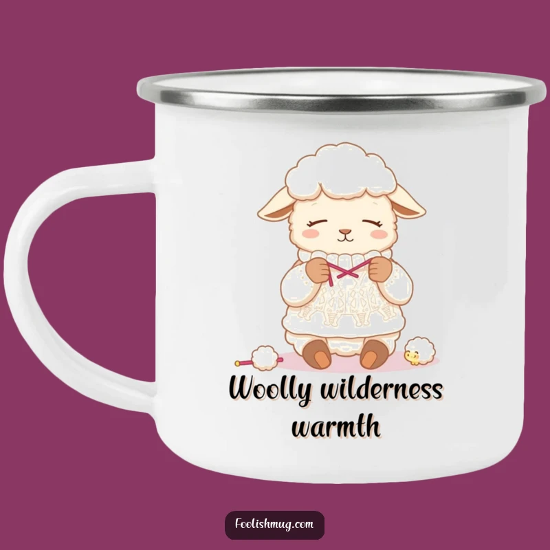 Funny Sleepy Sheep Knitting Wool Sweater Camping Mug - Campfire Crafting Companion