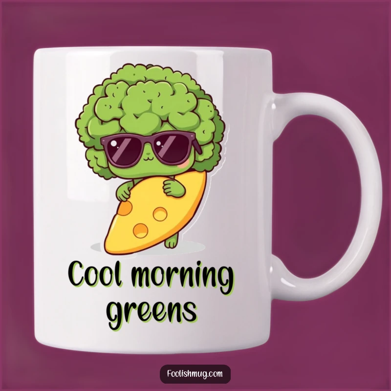 Funny Shy Broccoli in Sunglasses Mug - Hilarious Veggie Humor Gift