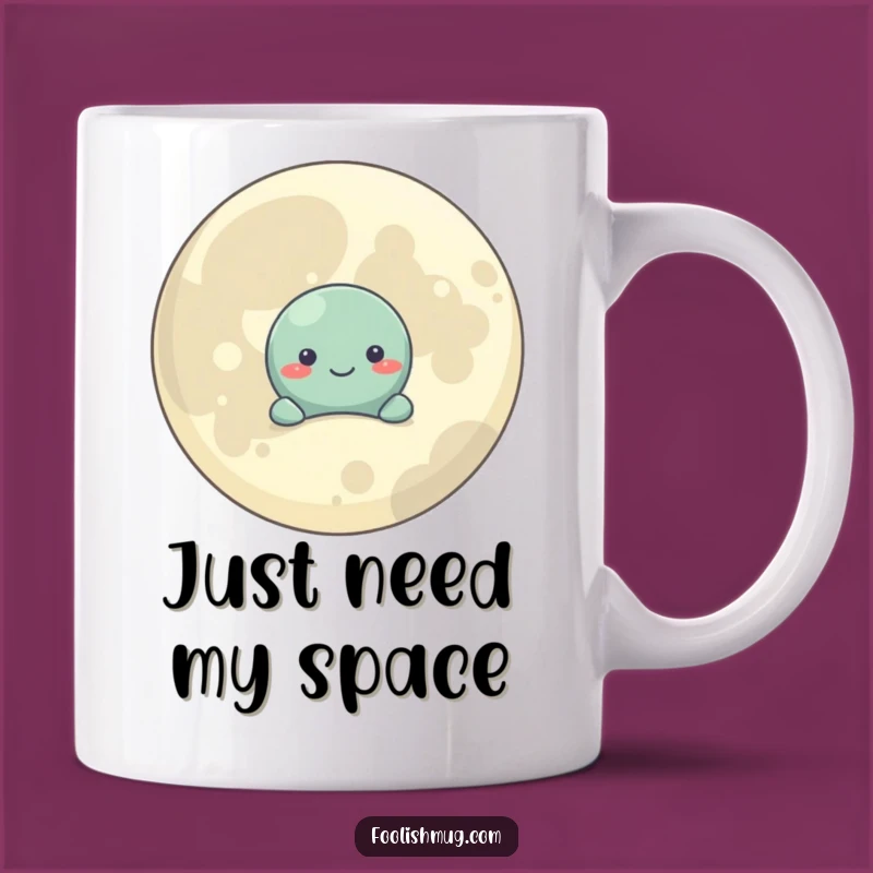 Funny Shy Planet Mug: Cosmic Hide-and-Seek, Cute Space Gift, Perfect Quirky Present