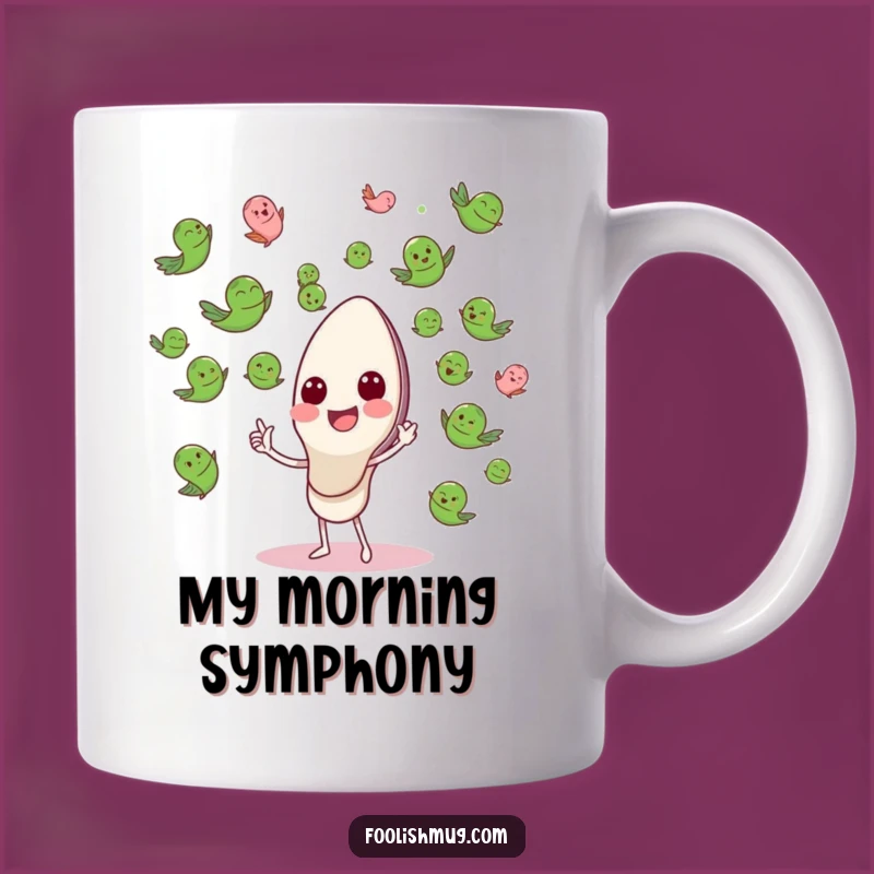 Funny Spoon Conducting Peas Mug: A Whimsical Orchestral Delight, Perfect Funny Gift!