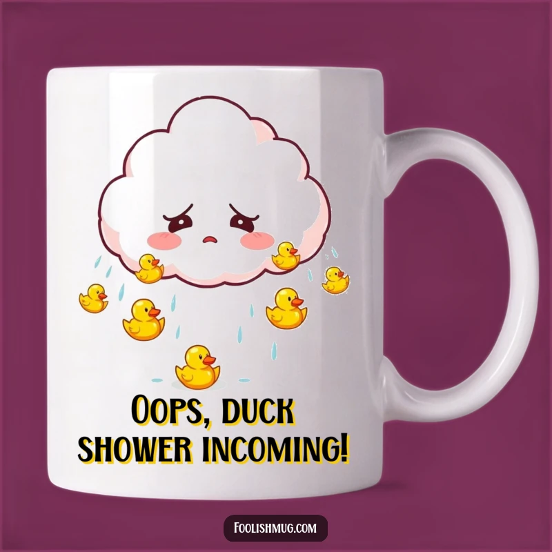 Funny Startled Cloud Raining Ducks Mug A Whimsical Gift for Cloud Lovers