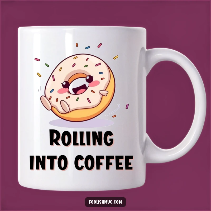 Funny Happy Donut Mug: Clumsy Roll Downhill - Hilarious Treat Gift!
