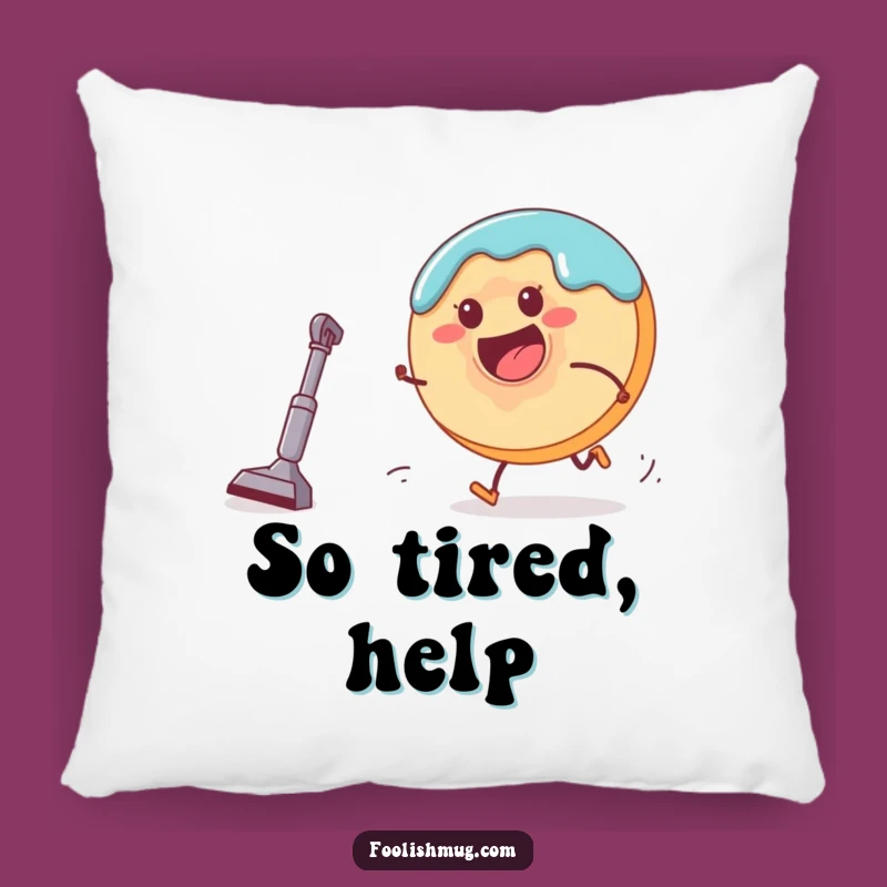Funny Donut Vacuum Chase Pillow: Soft Cartoon Character Comfort & Hilarious Accent!