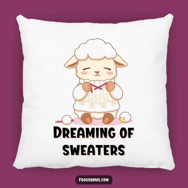 Funny Sleepy Sheep Knitting Wool Sweater Pillow - Cozy and Comical Home Decor