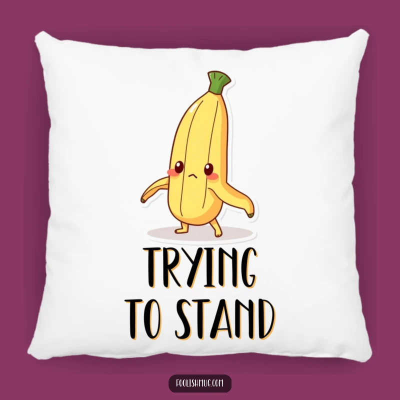 Funny Determined Banana Pillow: Cozy Up with Standing Humor!