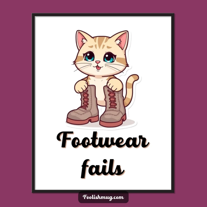 Funny Cat Boots Digital Art: Attempting Oversized Boots