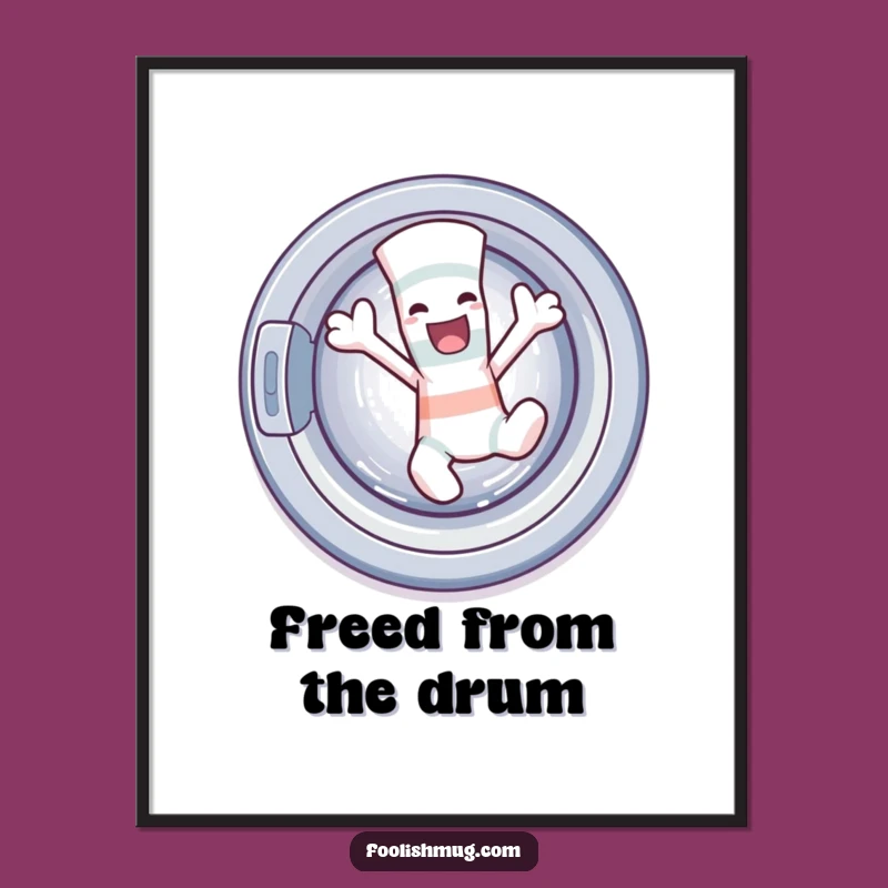 Funny Sock Escape Digital Art: Mischievous Cartoon Print & Hilarious Gift!