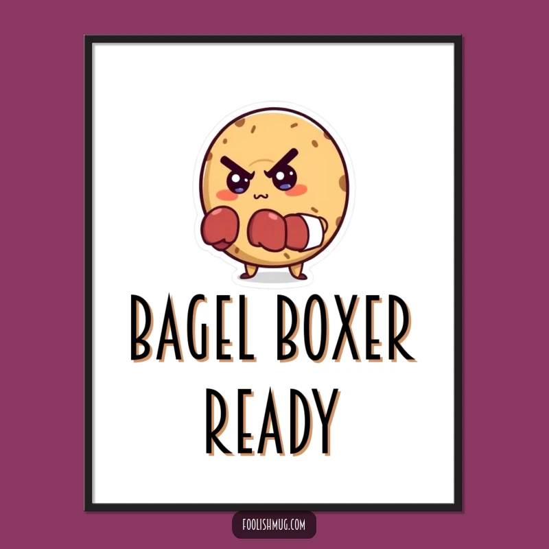 Funny Bagel Boxer Digital Print: Determined Character Art for Motivation!