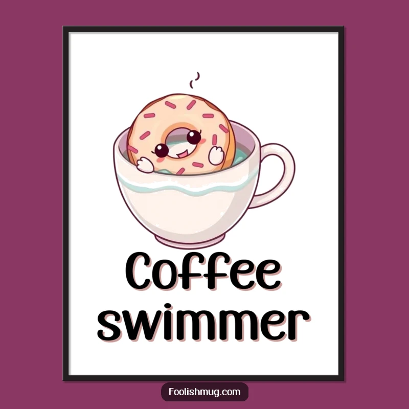 Funny Donut Swimmer Digital Print: Instant Sweet Decor for Your Walls!