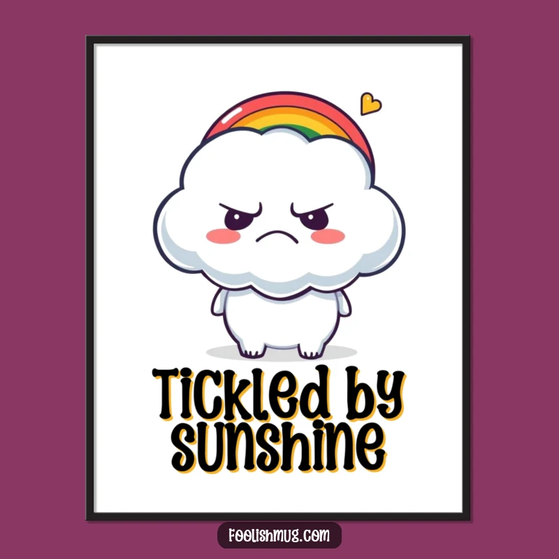 Funny Grumpy Cloud Digital Art: Tickled by Rainbow