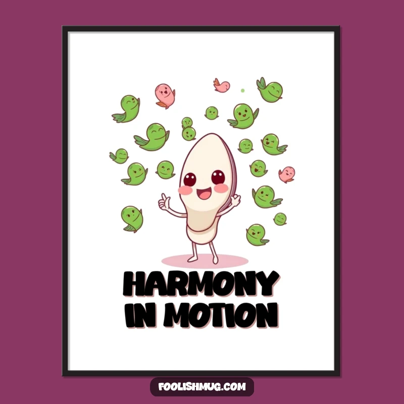 Funny Spoon Conducting Peas Art: A Whimsical Orchestral Delight, Perfect Funny Gift!