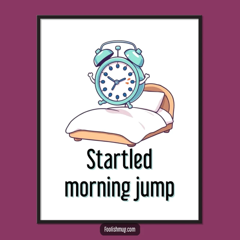 Funny Startled Alarm Clock Digital Art: Hilarious Morning Decor