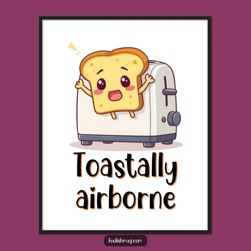 Funny Toast Leap Art Print: Comical Bread Escape for Instant Funny Gifts!