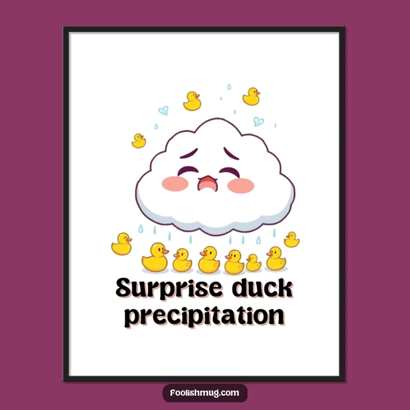 Funny Duck Rain Cloud Digital Art: Whimsical Wall Art, a Unique Funny Gift