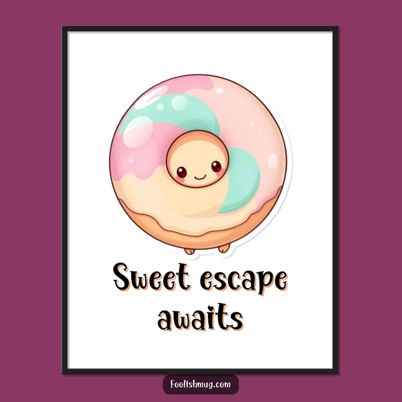 Funny Shy Donut Digital Art, Instant Sweet Decor for Your Space