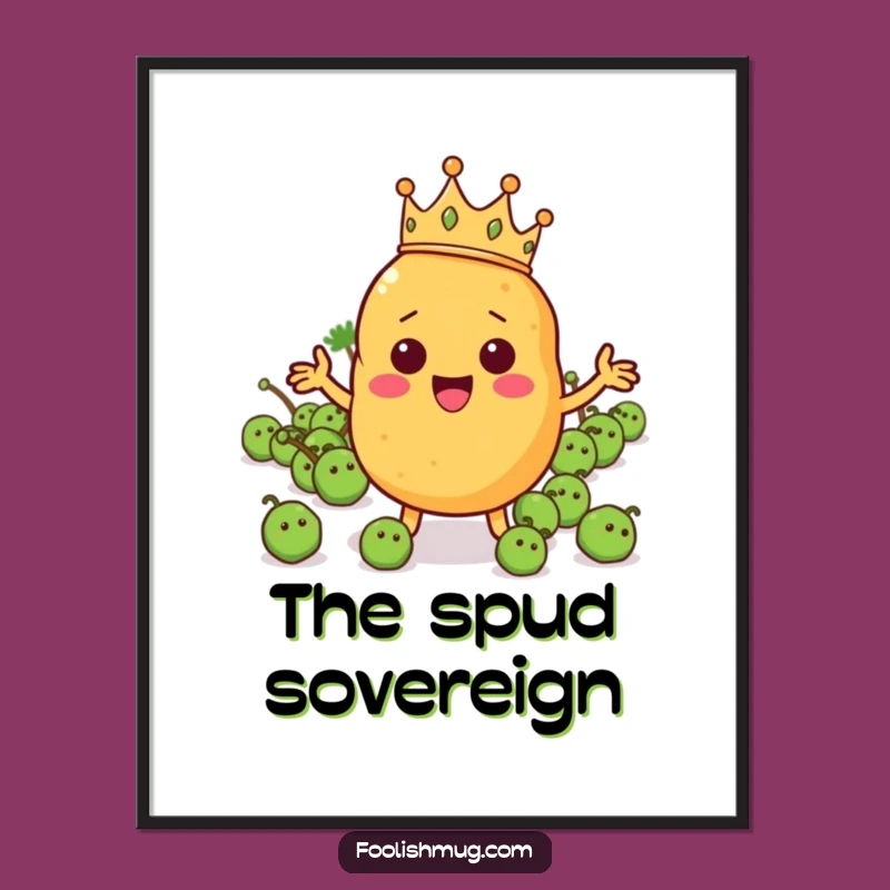 Funny Potato King Digital Art: Cheerful Cartoon Print & Royal Humorous Gift!