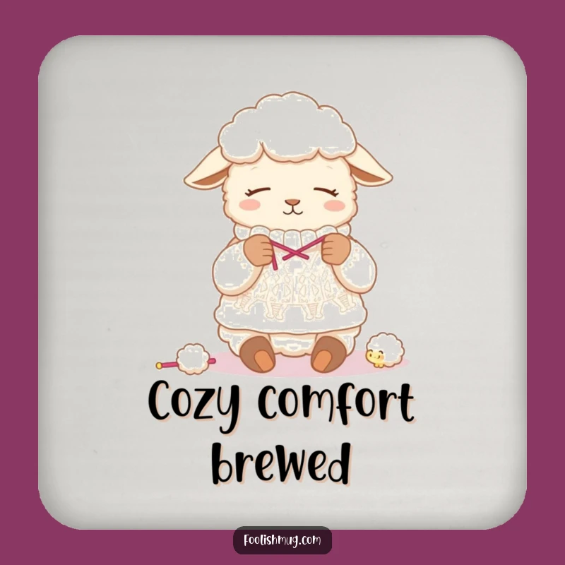 Funny Sleepy Sheep Knitting Wool Sweater Coaster - Protect Furniture with Humor