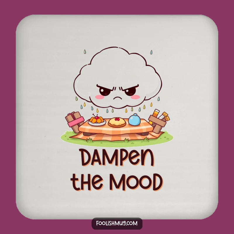 Funny Grumpy Cloud Picnic Coasters - Protect Your Table with Dark Humor