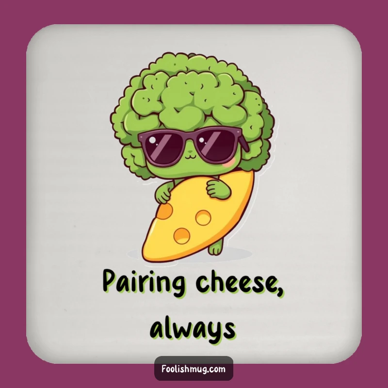 Funny Shy Broccoli Cheese Coaster - Protect Surfaces with Veggie Humor