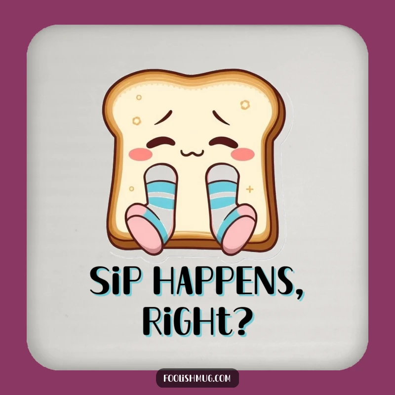 Funny Toast Mismatched Socks Coaster Set, Protect Surfaces with Humor