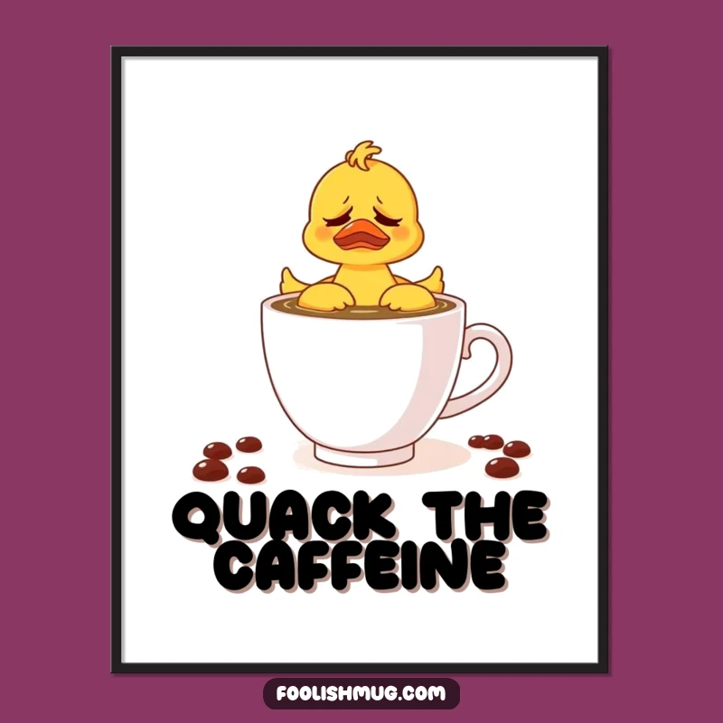 Funny Rubber Ducky Coffee Teacup Poster: Add Whimsy to Your Walls