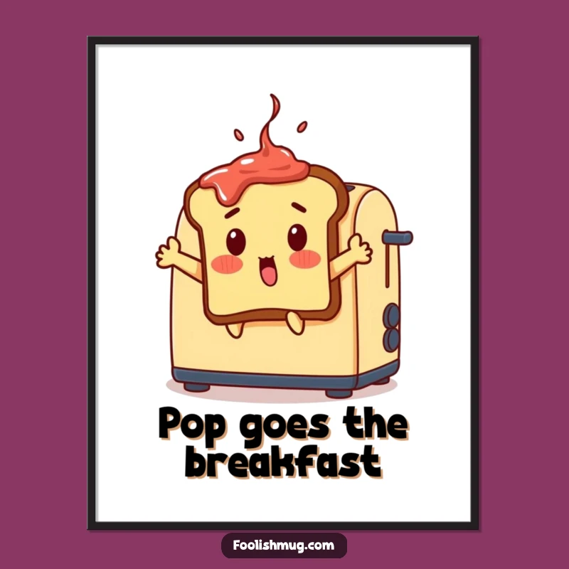 Funny Surprised Toast Poster - Whimsical Wall Art for Kitchens