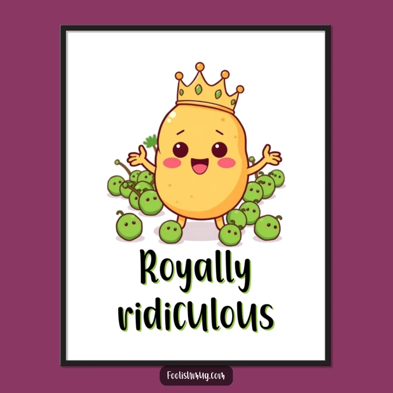 Funny Potato King Poster: Cheerful Cartoon Wall Art & Royal Humorous Gift!