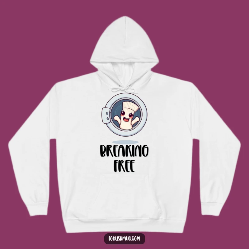 Cozy Funny Escape Sock Washing Machine Hoodie - Warmth and Humor for Laundry Day