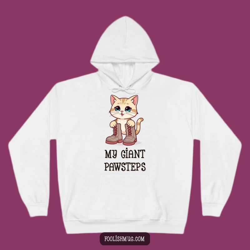 Cozy Funny Cat Boots Hoodie: Oversized Boot Struggle