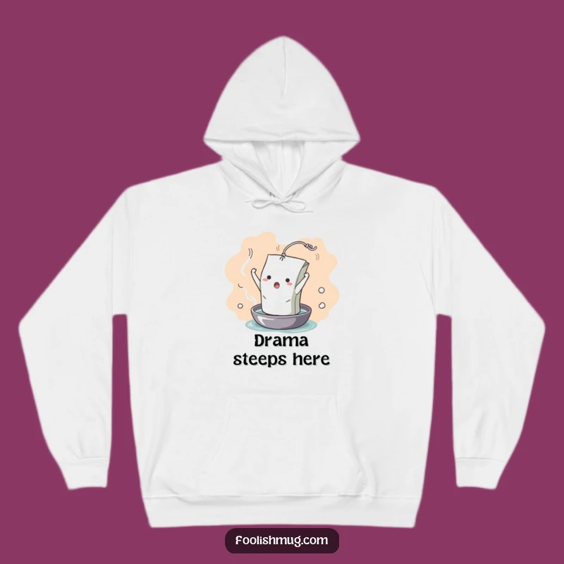 Funny Dramatic Teabag Hoodie: Cozy Up with Unfurling Hot Water Humor!