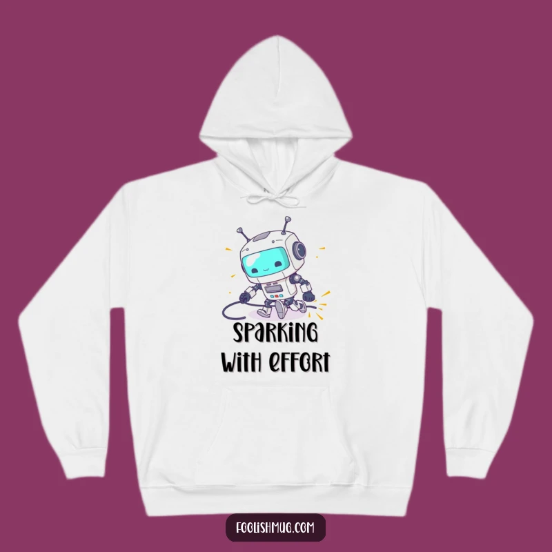 Funny Robot Tripping Hoodie: Cozy & Clumsy Bot Mishap for Hilarious Gifts!