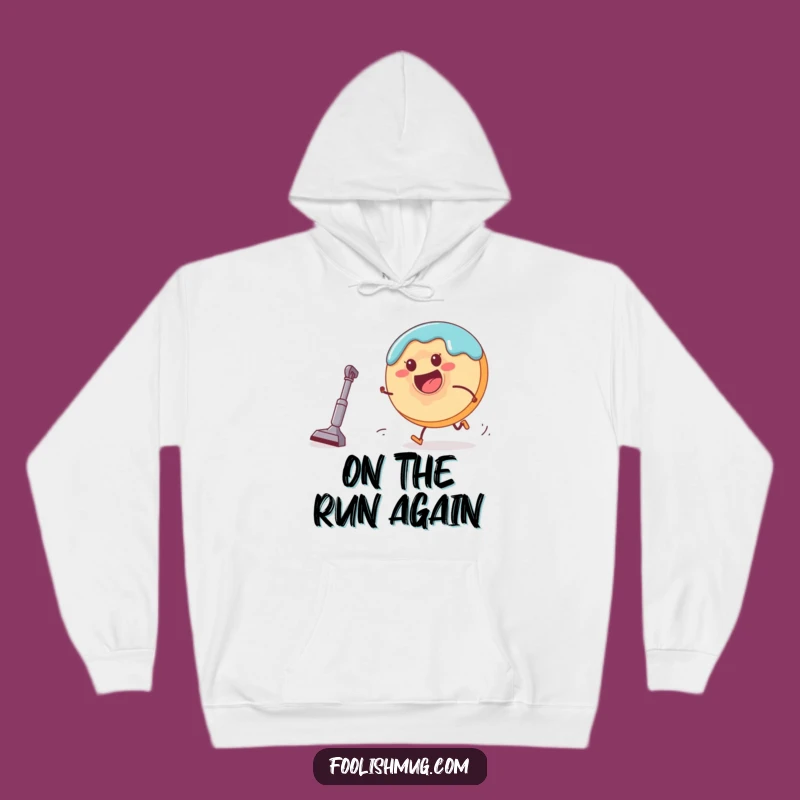 Funny Donut Vacuum Chase Hoodie: Cozy Cartoon Character Comfort & Hilarious Gift!