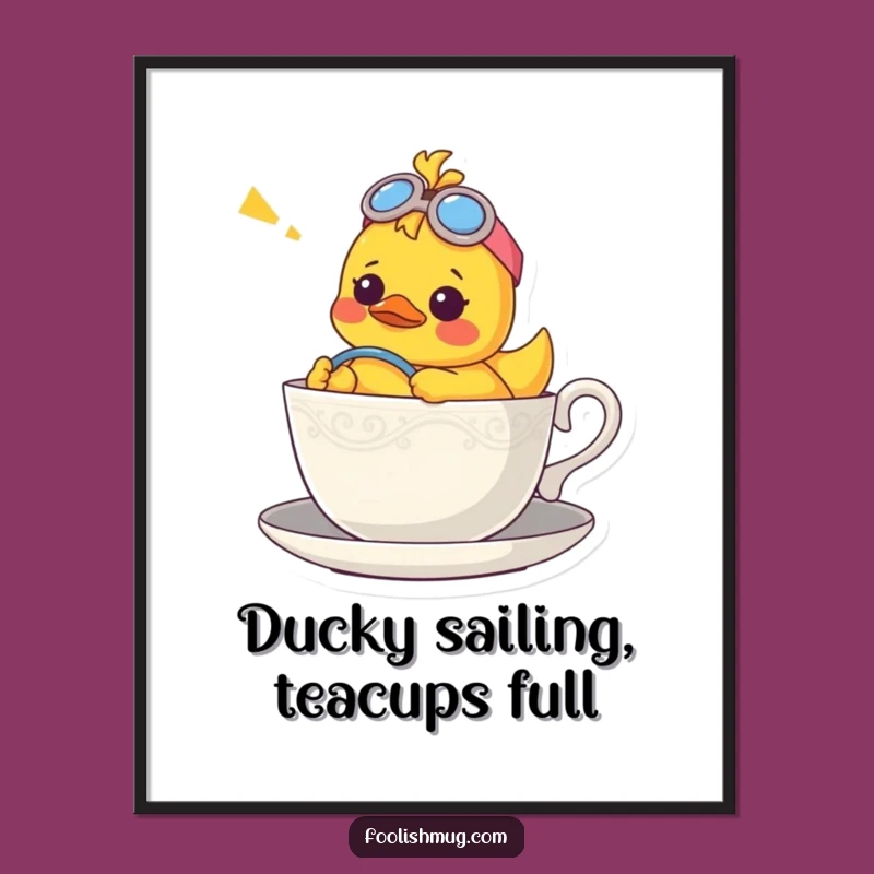 Free Printable Wall Art: Confused Duck Teacup Pilot Whimsical Downloadable Artwork