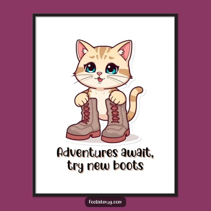 Free Printable Wall Art: Cat in Giant Boots - Humorous Downloadable Decor!