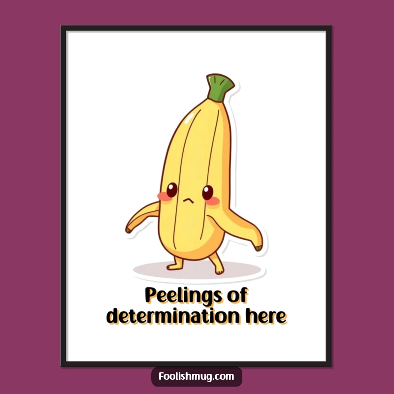 Free Printable Wall Art: Determined Banana Peel Standing Tall, Funny Decor