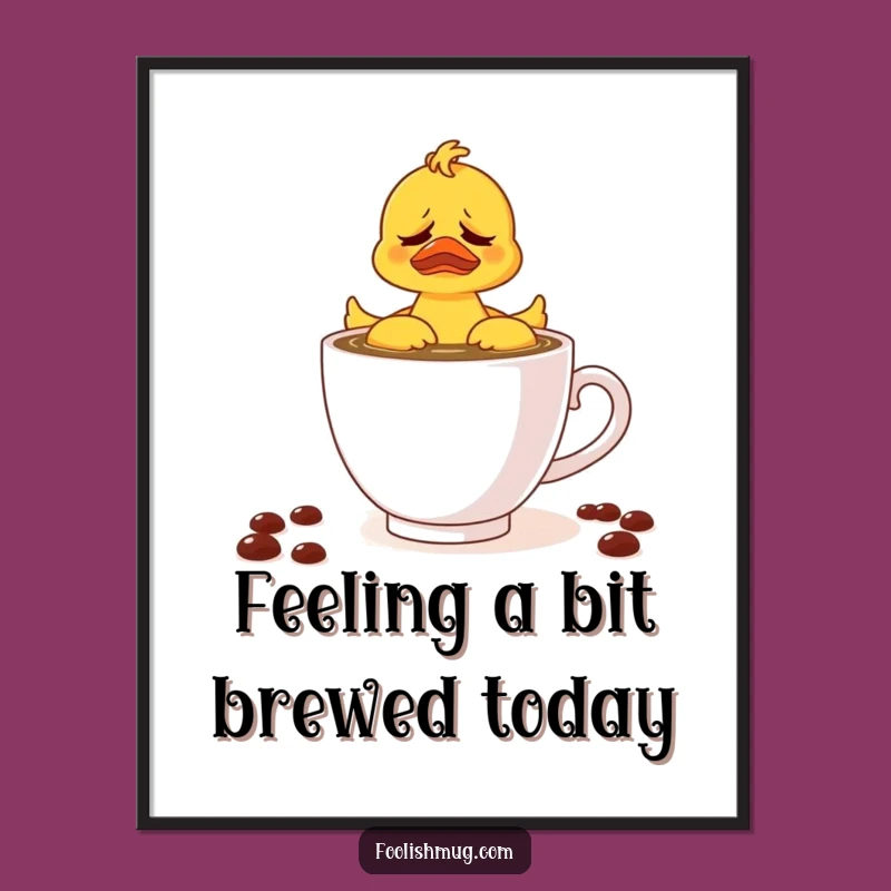Free Printable Wall Art: Duck in Coffee Misadventure, Quirky Downloadable Decor