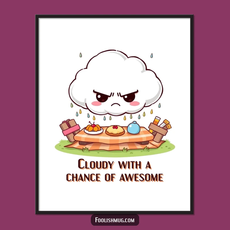 Free Printable Wall Art: Grumpy Cloud Picnic Funny Downloadable Art