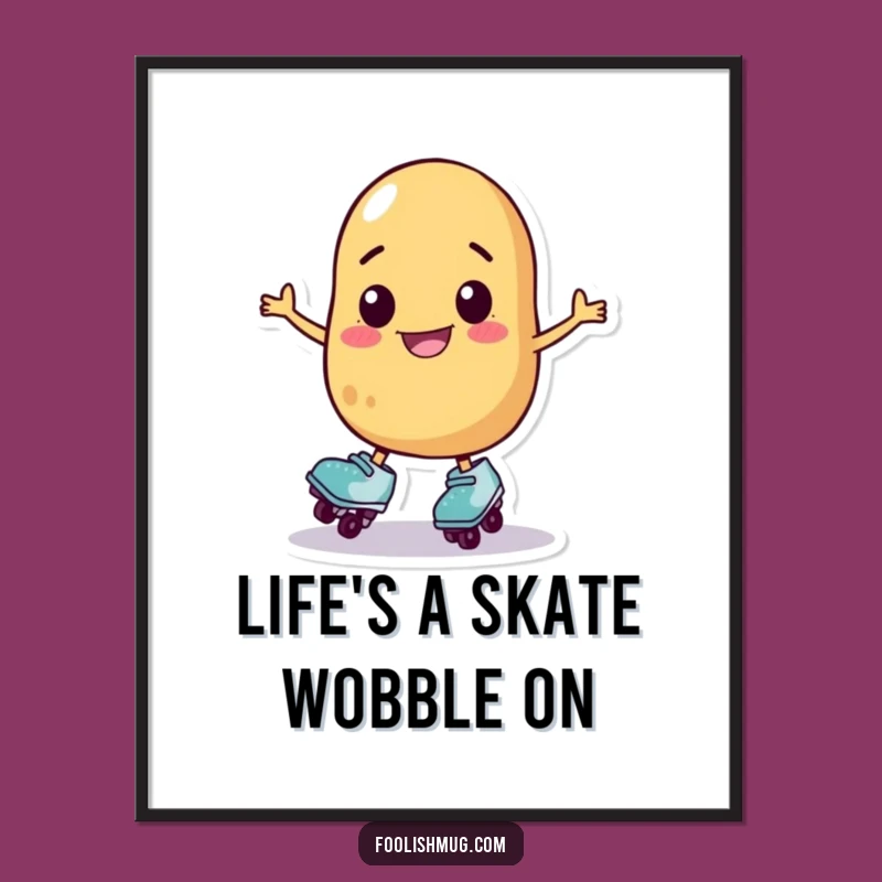Free Printable Wall Art: Hilarious Wobbly Potato Skater - Funny Downloadable Decor