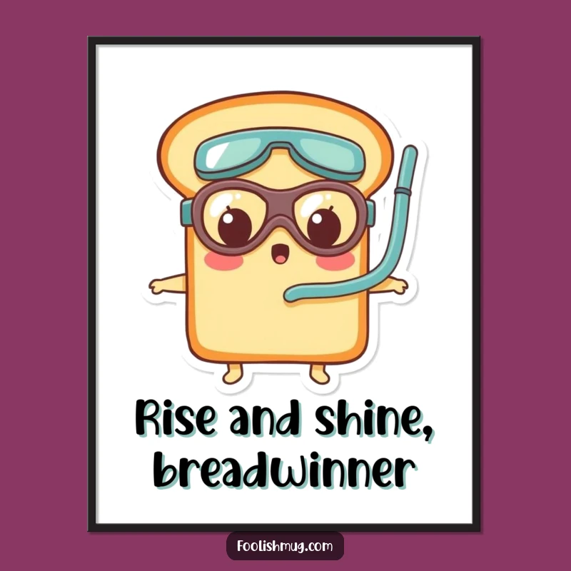 Free Printable Wall Art: Surprised Bread Loaf Goggles Funny Downloadable Decor