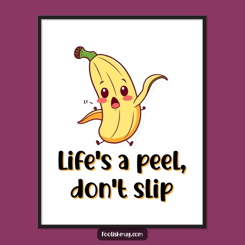 Funny Free Printable Banana Art: Slipping Peel Downloadable Wall Art